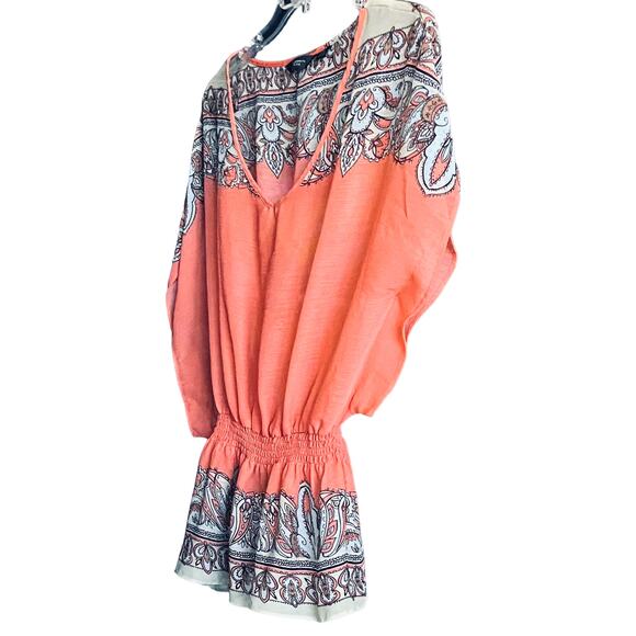 INVESTMENTS KIMONO SLEEVE, PULL-OVER BLOUSE, WOMENS, PL, ORANGE & BLUE PAISLEY - Picture 5 of 12